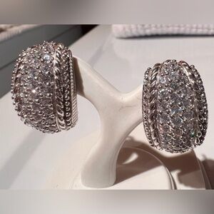 Judith Ripka 925 Sterling Silver Cable Diamonique Leverback Earrings